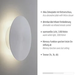 Aluminium LED wandlamp op accu 3-standen dimbaar><noscript><img width=