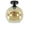 Amber glazen plafondlamp 25 cm met zwart>Straluma Discount