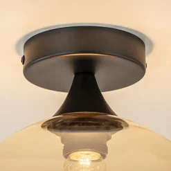 Amber glazen plafondlamp 25 cm met zwart></noscript>Straluma Discount
