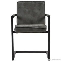 Antraciet lederen armstoel met zwart>Straluma Best