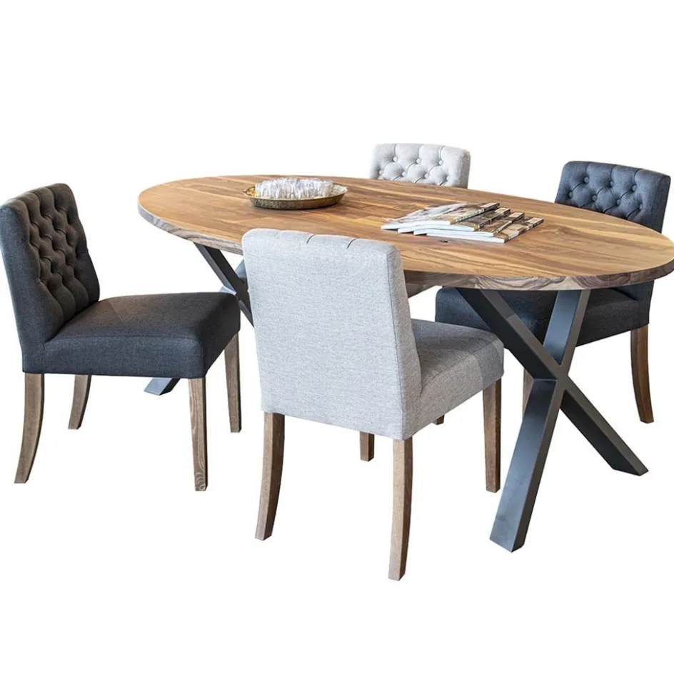 Antraciete eetkamerstoel met eiken poten>Straluma Sale