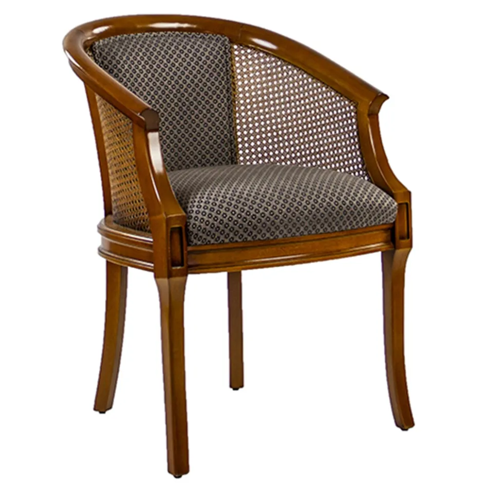 Armstoel met webbing en stoffen zitting>Straluma