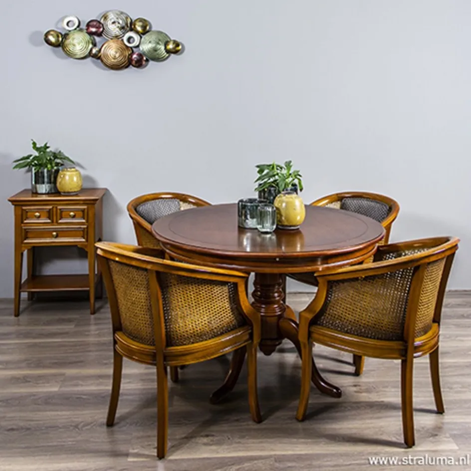 Armstoel met webbing en stoffen zitting>Straluma