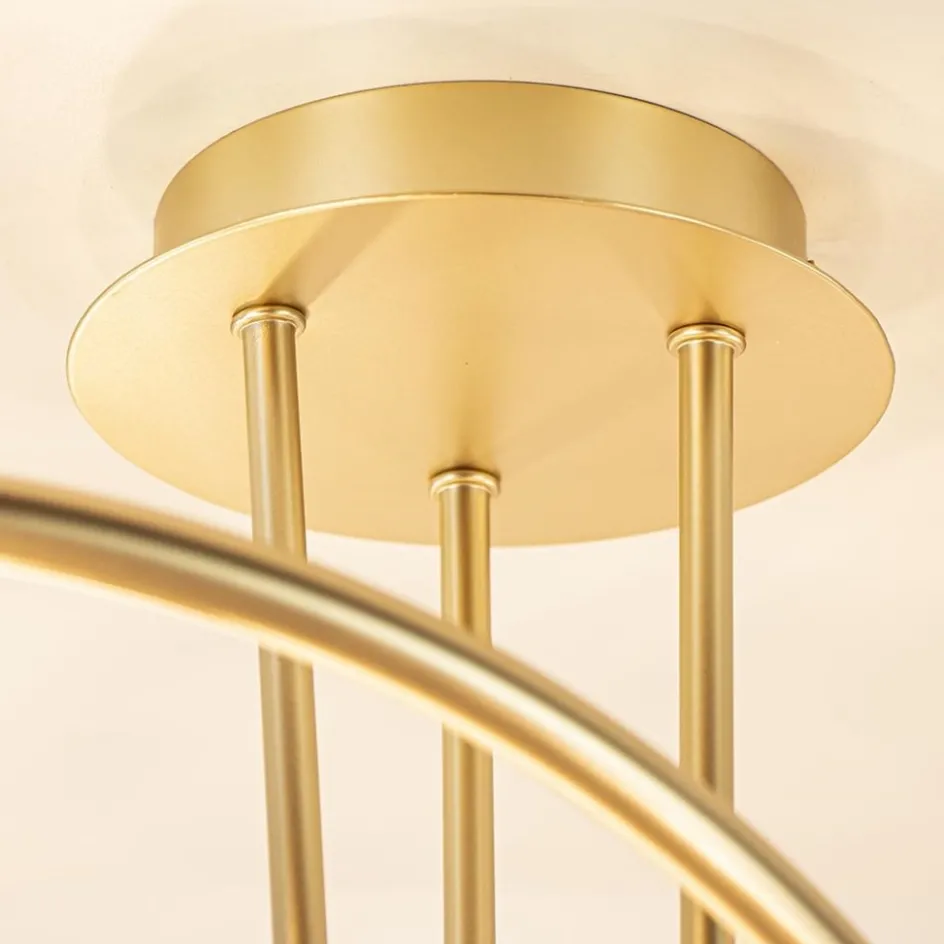 Art Deco plafondlamp goud met smoke en amber glas>Straluma Sale