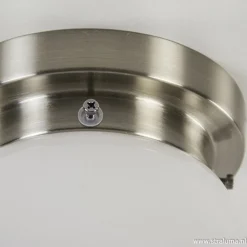 Art Deco plafondlamp staal met wit gl.><noscript><img width=