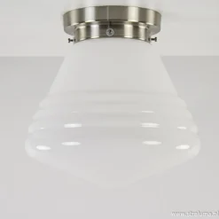 Art Deco plafondlamp staal met wit gl.><noscript><img width=
