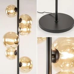 Art Deco vloerlamp zwart met amber glazen bollen></noscript>Straluma Online