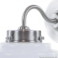 Art Deco wandlamp staal met wit glas><noscript><img width=