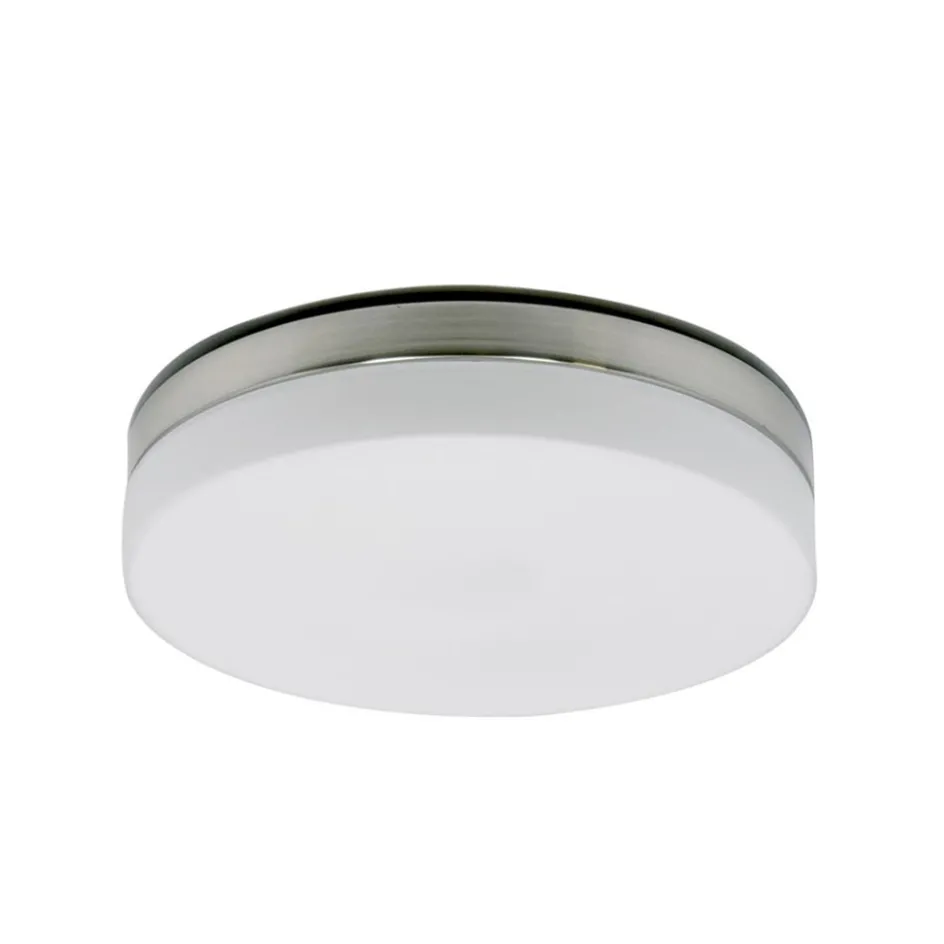 Badkamer plafonnière staal met wit glas>Straluma Outlet