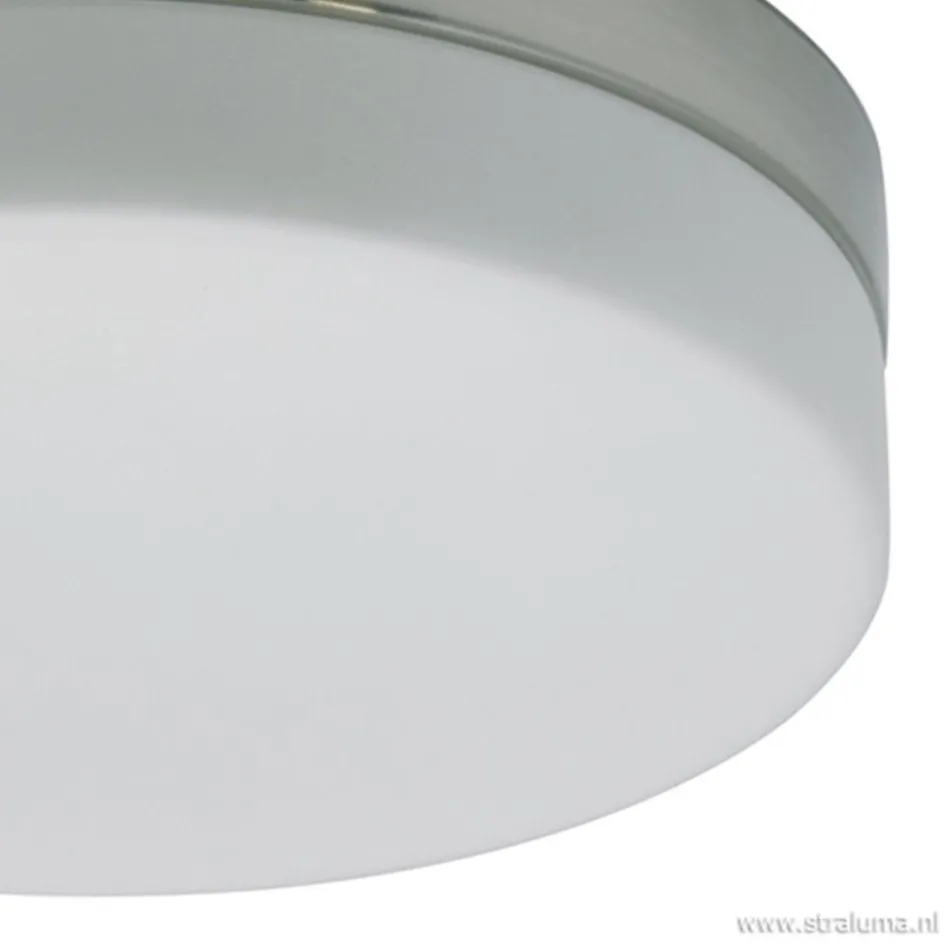 Badkamer plafonnière staal met wit glas>Straluma Outlet