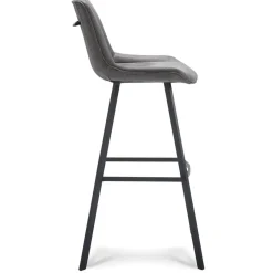 Barkruk met microleder zitting graphite en zwart metalen poot></noscript>Straluma Discount