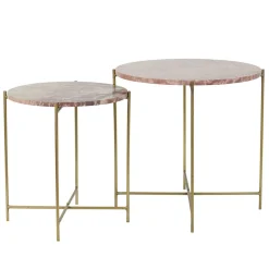 Bijzettafel Delon set van 2 marrmer roze/goud>Straluma Discount