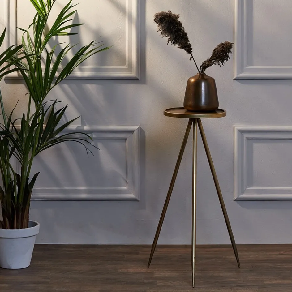 Bijzettafel Envira antiek goud Ø30x80.5 cm>Straluma