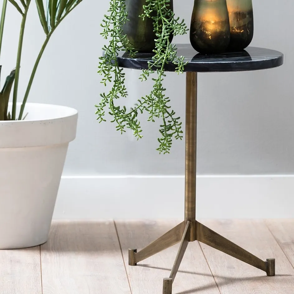 Bijzettafel Lomelo zwart marmer met antiek brons>Straluma Clearance