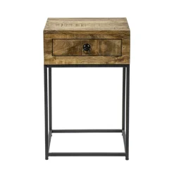 Bijzettafel met lade mangohout/metaal>Straluma New