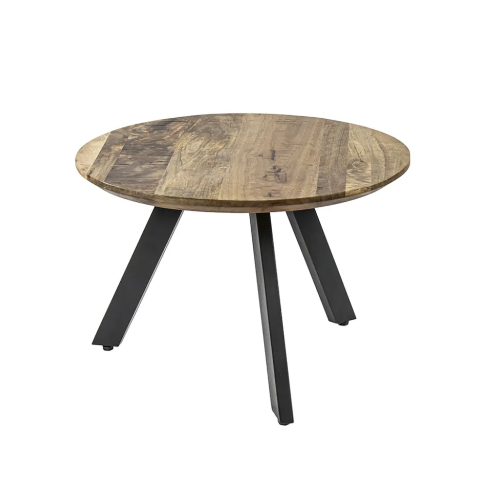 Bijzettafel rond mangohout met zwart staal 60 cm>Straluma Sale