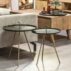 Bijzettafel Saphire groen met brons 39 cm><noscript><img width=