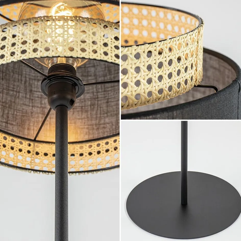 Boho vloerlamp mat zwart met webbing>Straluma Online