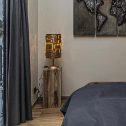 Brons metalen tafellamp inclusief dimmer></noscript>Straluma Sale