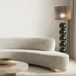 Brons/bruine vloerlamp inclusief ronde kap 50 cm><noscript><img width=