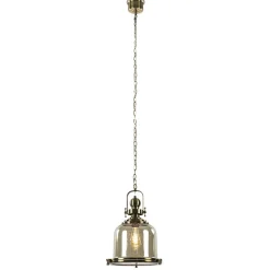 Bronzen scheepslamp met amber glas 33 cm>Straluma