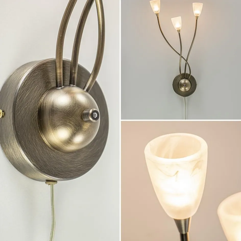 Bronzen wandlamp LED met wit glas dim to warm>Straluma Discount