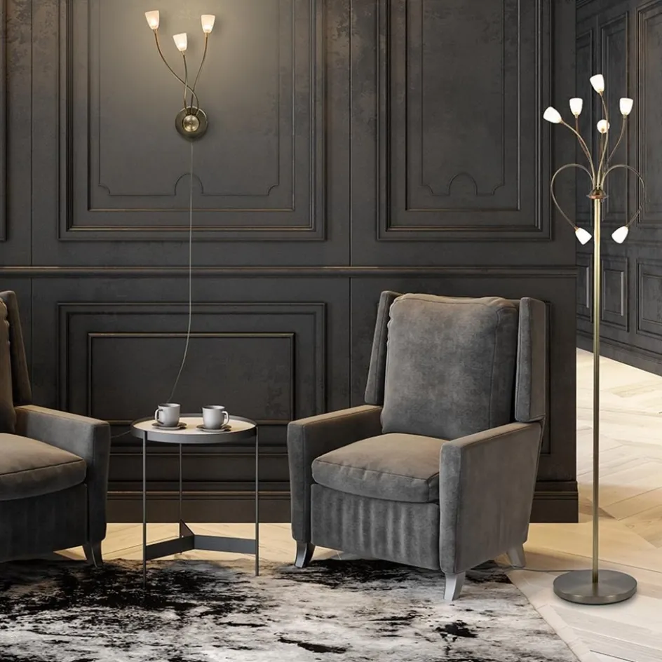 Bronzen wandlamp LED met wit glas dim to warm>Straluma Discount