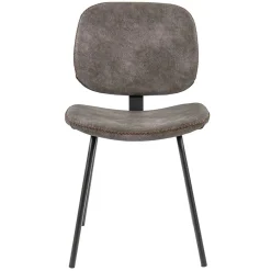 Bruine eetkamerstoel van imitatietleer met zwart onderstel>Straluma New