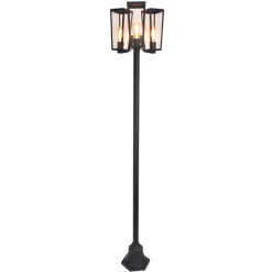 Buitenlamp lantaarn 3-lichts mat zwart met helder glas>Straluma New