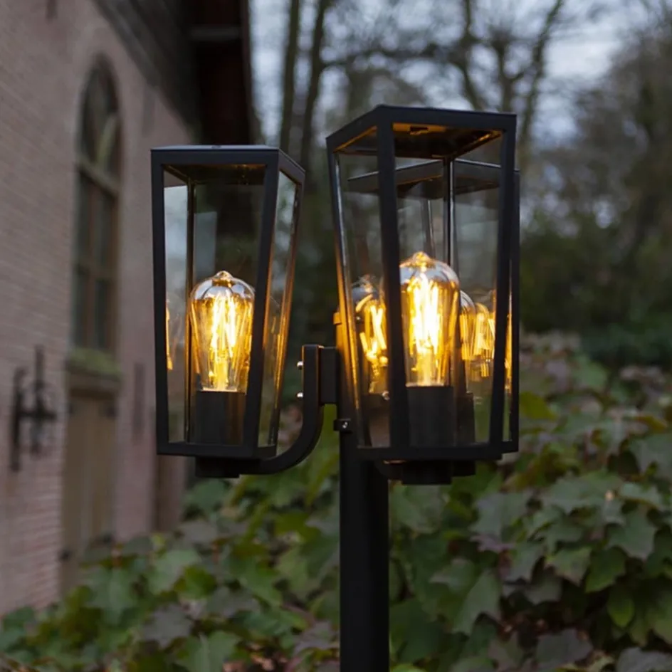 Buitenlamp lantaarn 3-lichts mat zwart met helder glas>Straluma New