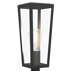 Buitenlamp lantaarn op voet zwart met helder glas>Straluma Online