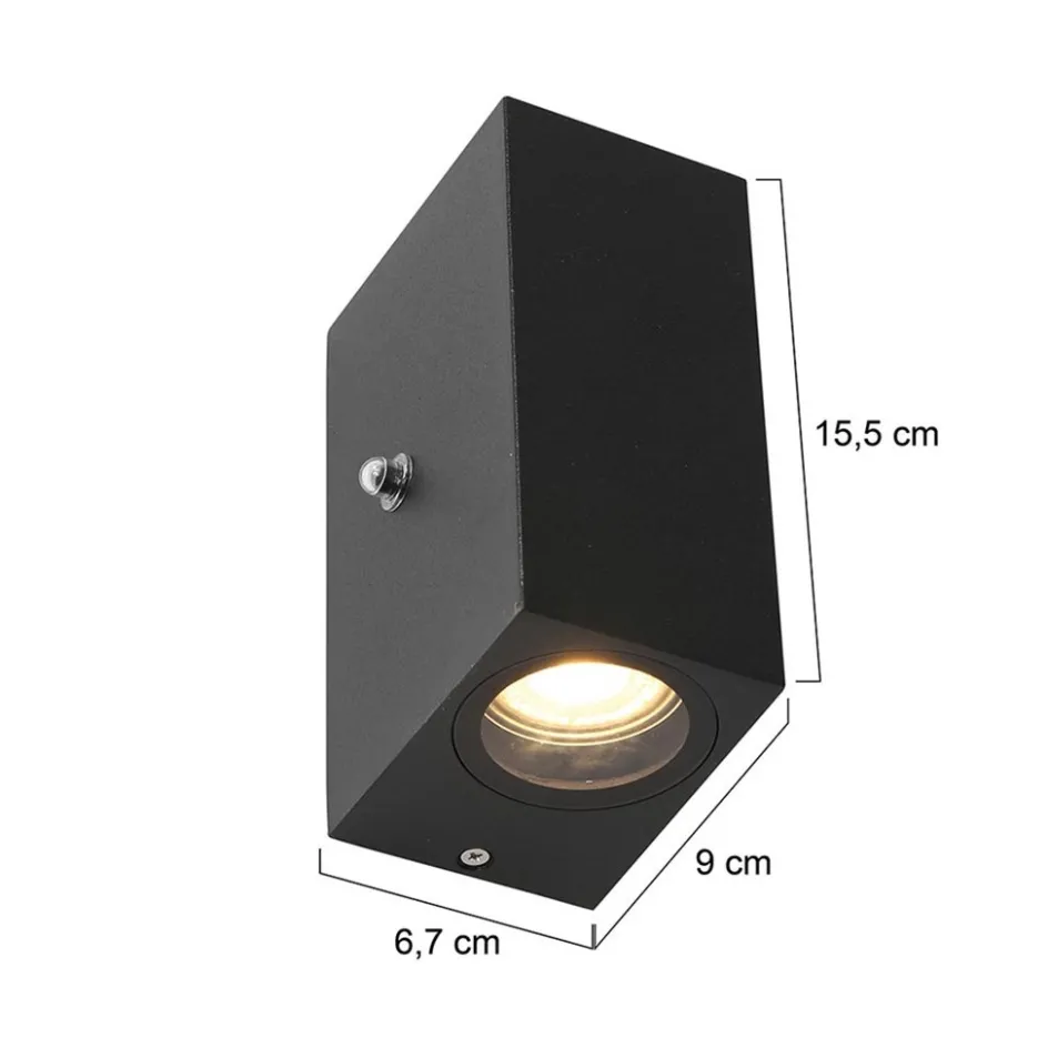 Buitenlamp Logan zwart+schemersensor IP44>Straluma Outlet