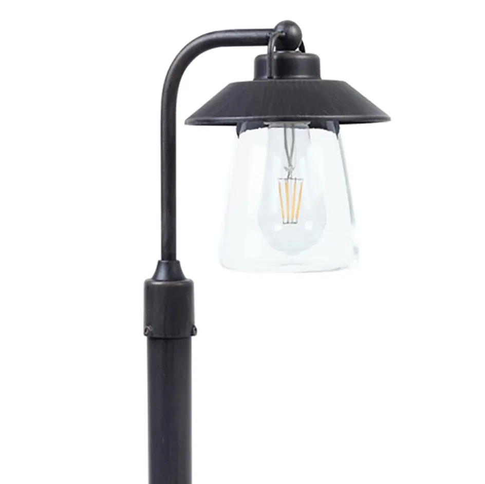 Buitenlamp op paal zwart/roest met helder glas>Straluma Online