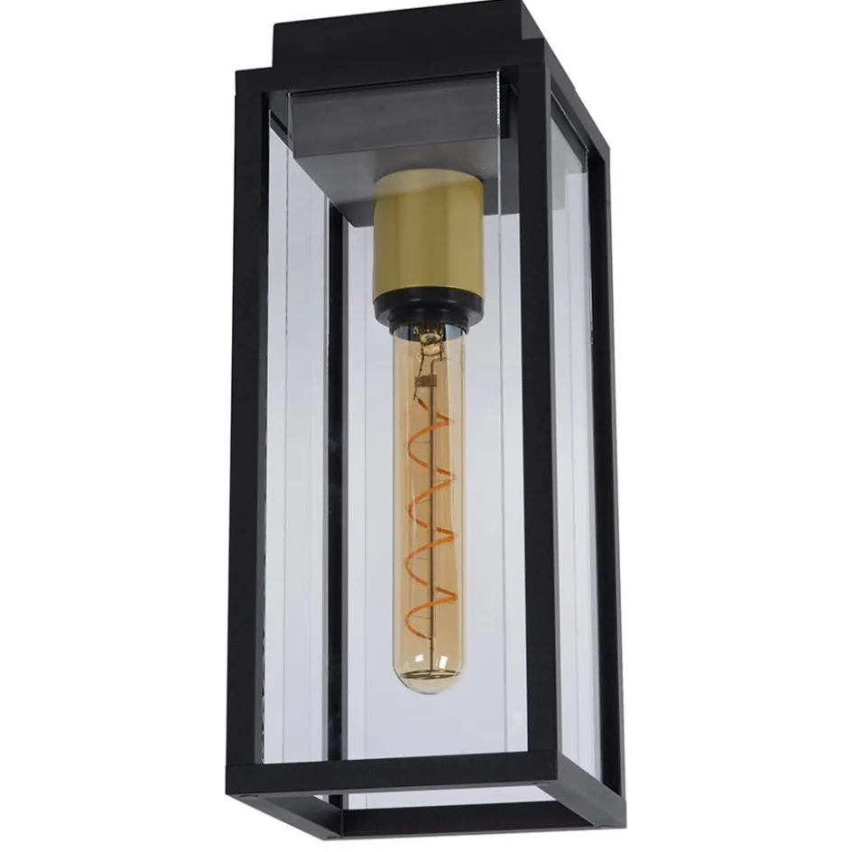 Buitenlamp plafond zwart met goud IP54>Straluma