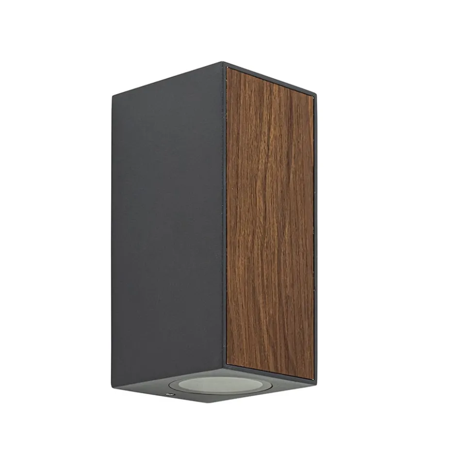 Buitenlamp up+down GU10 donker grijs/hout>Straluma Sale