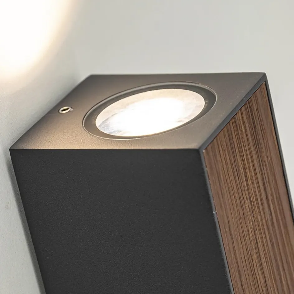 Buitenlamp up+down GU10 donker grijs/hout>Straluma Sale