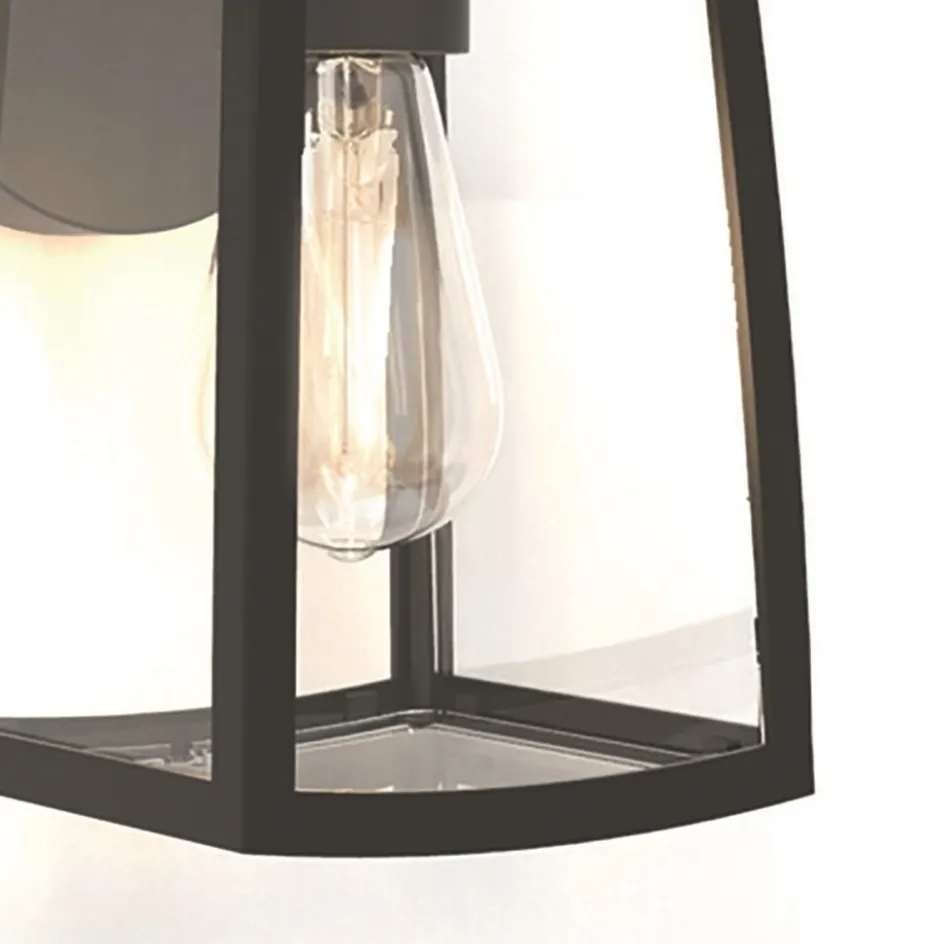 Buitenlamp wand zwart met helder glas>Straluma Online
