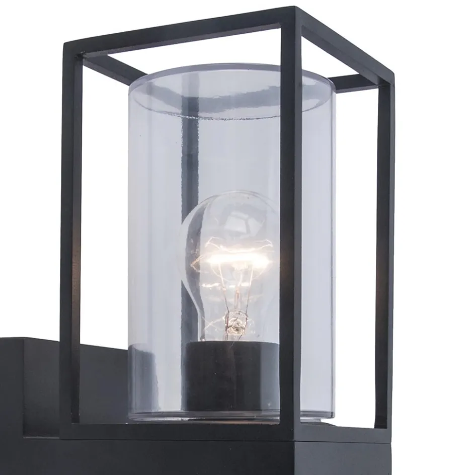 Buitenlantaarn dubbel strak zwart/helder glas>Straluma Outlet