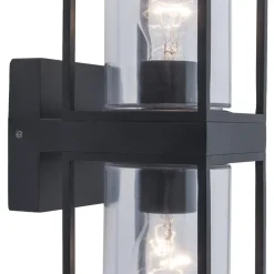 Buitenlantaarn dubbel strak zwart/helder glas><noscript><img width=