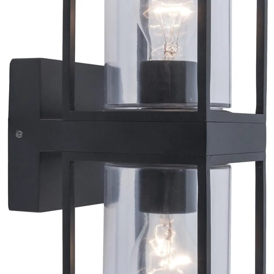 Buitenlantaarn dubbel strak zwart/helder glas>Straluma Outlet