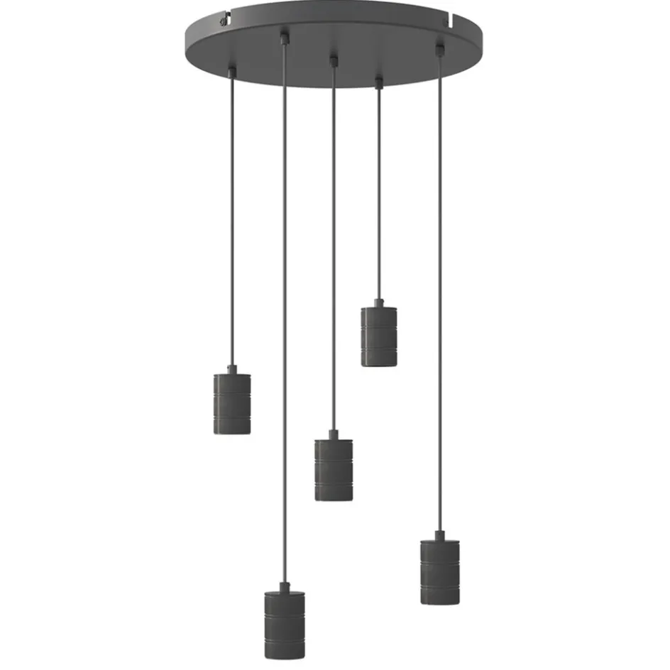 Calex 5-lichts retro pendels rond 50 cm zwart>Straluma Online