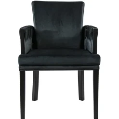 Chique armstoel zwart met sierlijke leuning en goud>Straluma Best