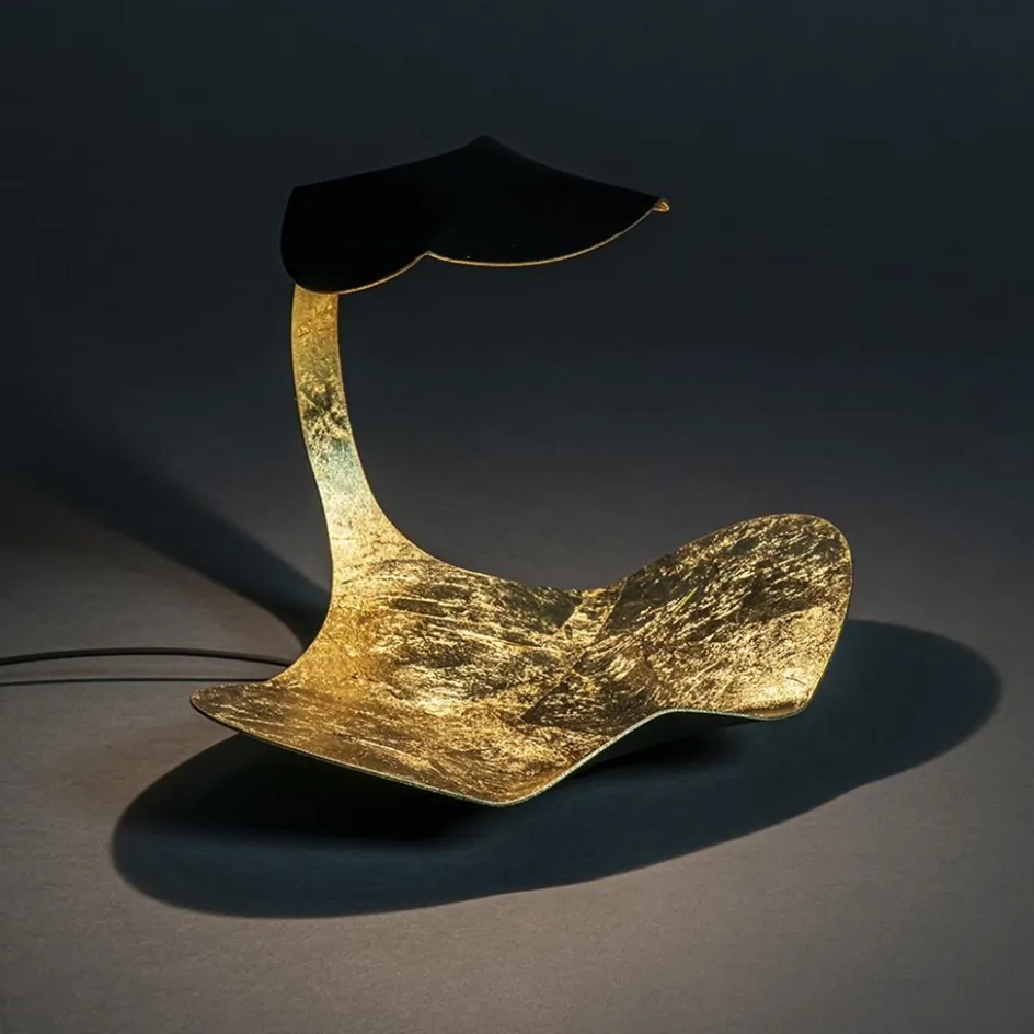 Chique design tafellamp LED zwart met goldleaf>Straluma Outlet