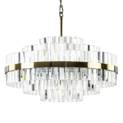 Chique hanglamp brushed brass met helder kristal>Straluma Online