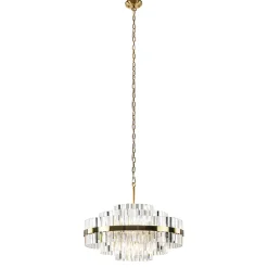 Chique hanglamp brushed brass met helder kristal>Straluma Online