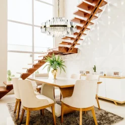 Chique hanglamp brushed brass met helder kristal></noscript>Straluma Online