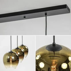 Chique hanglamp 3-lichts zwart met goud><noscript><img width=