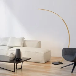 Chique LED vloerlamp goud met zwart marmer></noscript>Straluma Discount