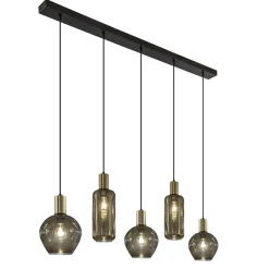 Chique 5-lichts hanglamp smoke glas met brons>Straluma Hot