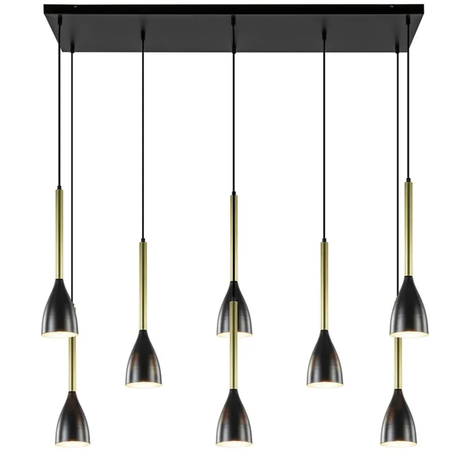 Chique 8-lichts hanglamp zwart met goud>Straluma Outlet